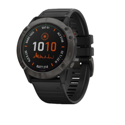 Смарт Часы Garmin Fenix 6X Pro Solar Titan Gray DLC / Black Band