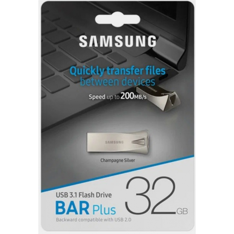 Карта Памяти USB Flash Samsung BAR 32 GB Silver (Оригинал)