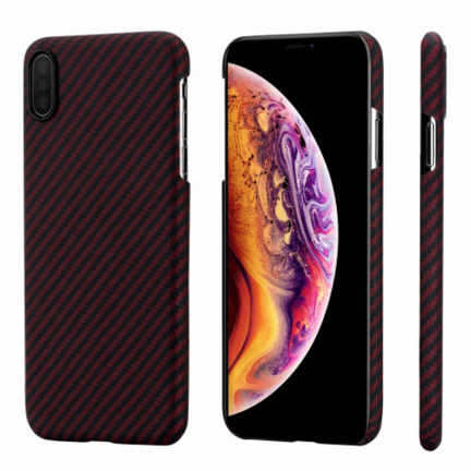 Чехол iPhone XS Max Pitaka MagEZ Case Черно-Красный (в полоску)/Кевлар (арамид)