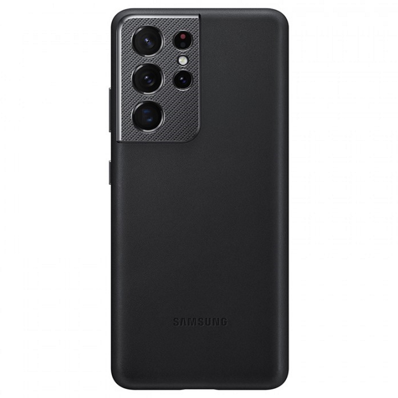 Чехол-накладка Galaxy S21 Ultra Leather Cover Black Black (Черный)