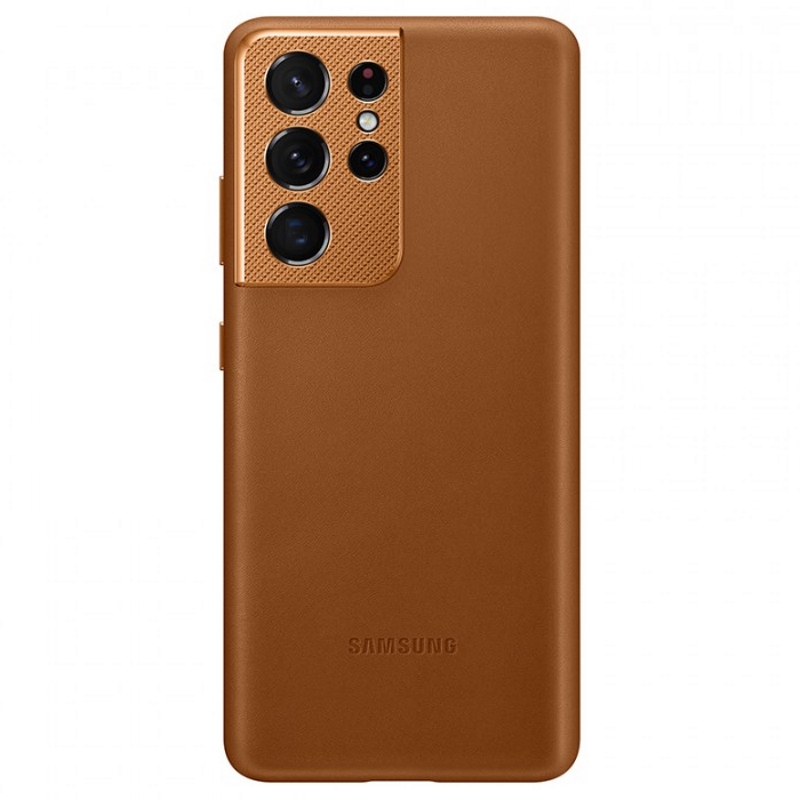 Чехол-накладка Galaxy S21 Ultra Leather Cover Brown Brown (Коричневый)