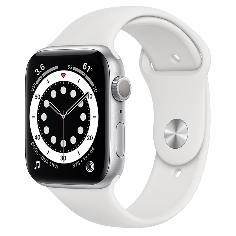 Apple Watch S6 44mm Silver Aluminum Case / White Sport Band
