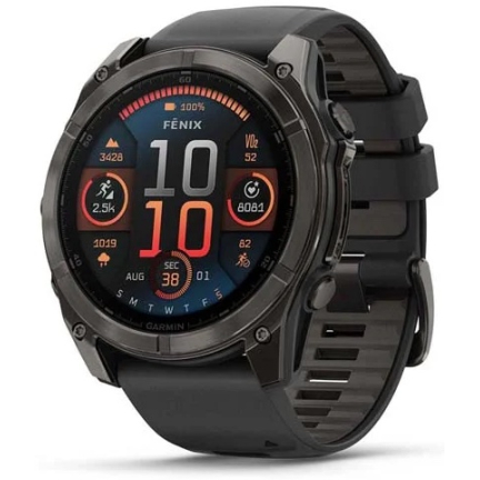 Garmin Fenix 8 AMOLED Sapphire 47mm Dark Grey / Black Silicone Band