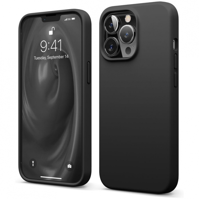 Чехол iPhone 13 Pro Max Elago Silicone Soft Black Black (Черный)